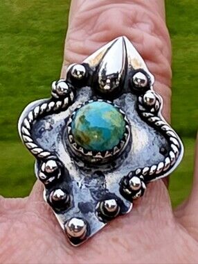 Turquoise Gemstone Ring In 925 Oxidized Sterling Silver (7)